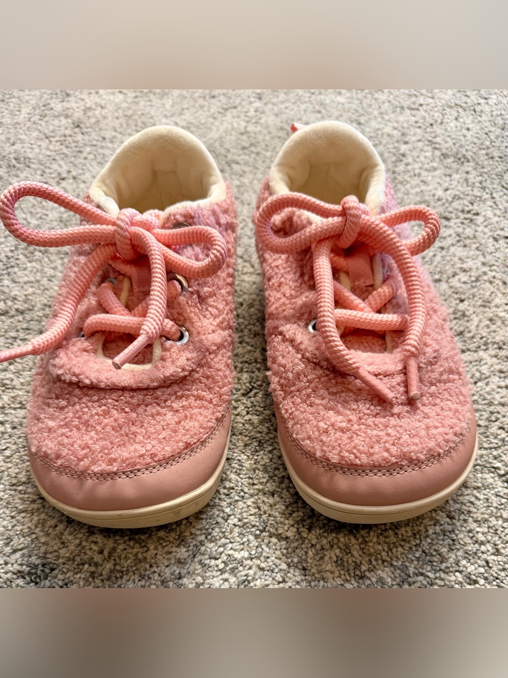 Women's Cozy Pink Fuzzy Lace-Up Slippers